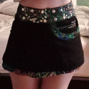 MOSHIKI Hot Cookie Multi Colored Corduroy Reversible & Adjustable Mini Skirt